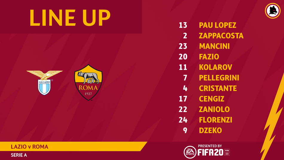 Team news: Mancini and Zappacosta start in the derby - AS Roma