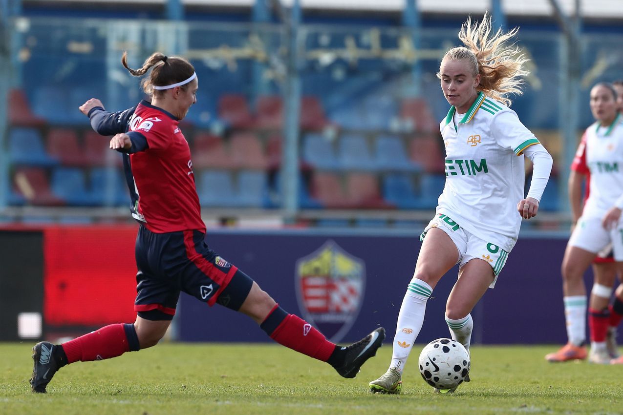 LUMEZZANE, ITALY - DECEMBER 21: Katherine Moller Kuhl of AS Roma in action during the Coppa Italia Women match between FC Lumezzane Women and AS Roma Women at Stadio Tullio Saleri on December 21, 2025 in Lumezzane, Italy. (Photo by AS Roma/AS Roma via Getty Images)