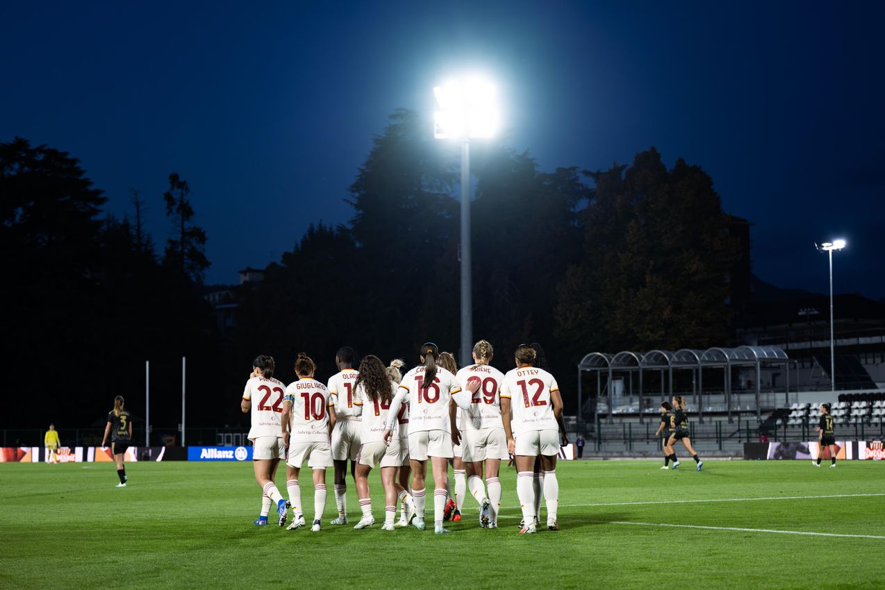 BIELLA, ITALY - OCTOBER 24: Of AS Roma Women during the Serie A Women match between Juventus FC and AS Roma at tadio La Marmora-Pozzo on October 24, 2026 in Biella, Italy. (Photo by Diego Puletto - AS Roma/AS Roma via Getty Images)