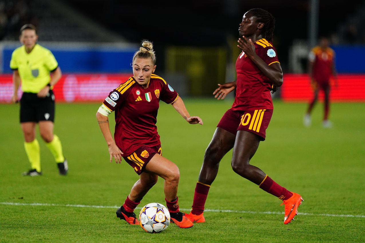 LEUVEN, BELGIUM - SEPTEMBER 23:  during the UEFA Women's Champions League 2026/27 League Phase MD1 match between OH Leuven and AS Roma at Stadium Den Dreef on September 23, 2026 in Leuven, Belgium. (Photo by AS Roma/AS Roma via Getty Images)