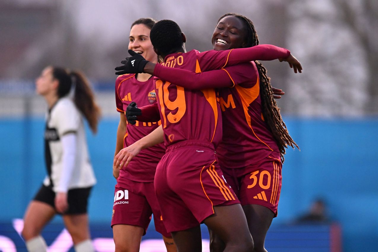 PARMA, ITALY - FEBRUARY 01: during  the Serie A Women match between Parma Calcio and AS Roma at Stadio il Noce on February 01, 2026 in Noceto, Italy. (Photo by AS Roma/AS Roma via Getty Images)