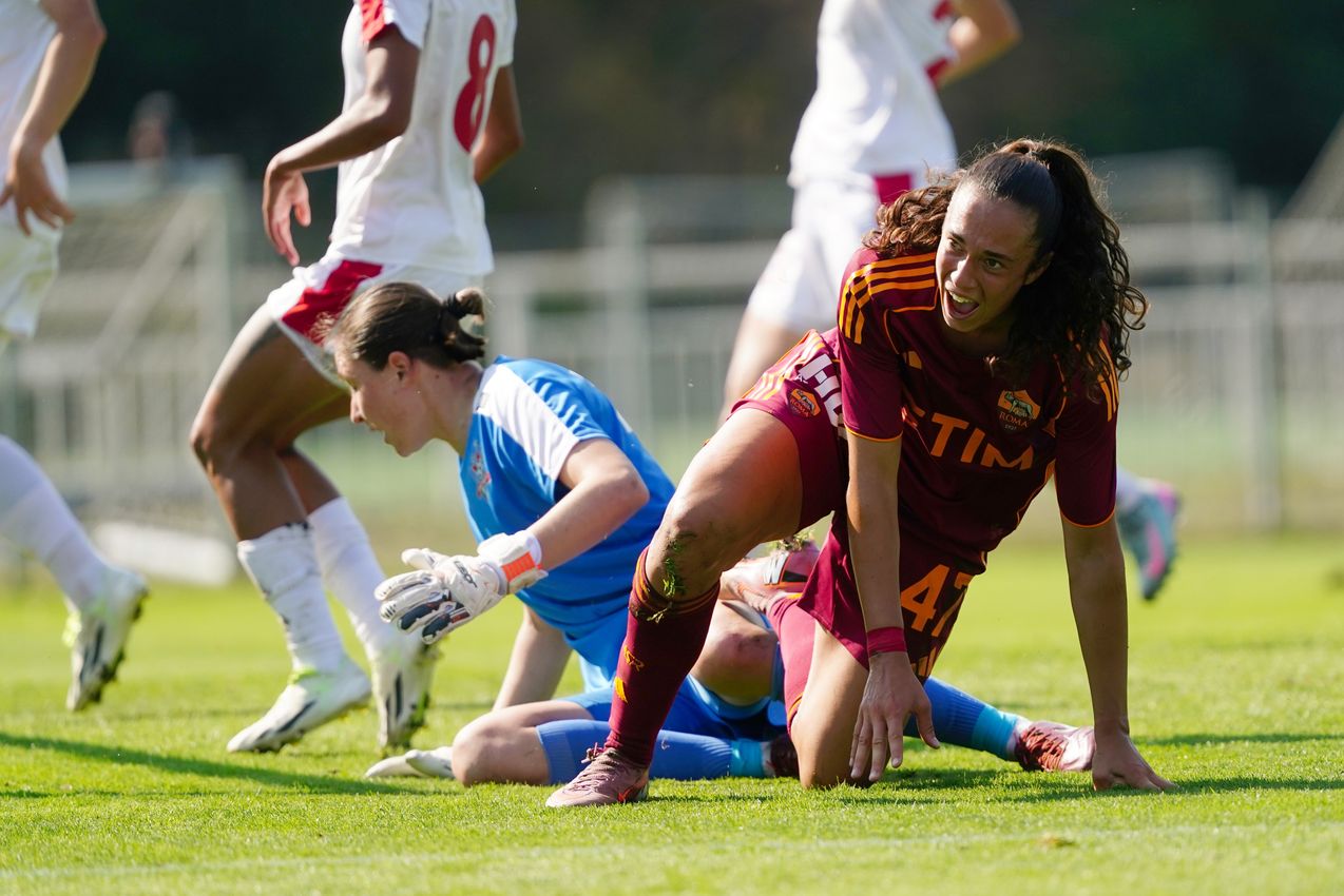 PRAGUE, CZECH REPUBLIC - AUGUST 27:  at Dolicek Stadium on August 27, 2025 in Prague, Czech Republic. (Photo by AS Roma/AS Roma via Getty Images)