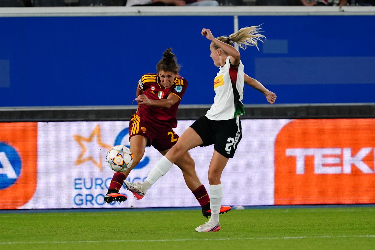 LEUVEN, BELGIUM - SEPTEMBER 23:  during the UEFA Women's Champions League 2026/27 League Phase MD1 match between OH Leuven and AS Roma at Stadium Den Dreef on September 23, 2026 in Leuven, Belgium. (Photo by AS Roma/AS Roma via Getty Images)