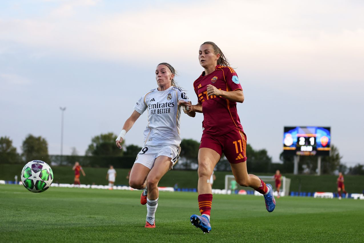 MADRID, SPAIN - OCTOBER 08:  during the UEFA Women's Champions League 2025/26 league phase match between Real Madrid CF and AS Romaat  on October 08, 2025 in Madrid, Spain. (Photo by AS Roma/AS Roma via Getty Images)