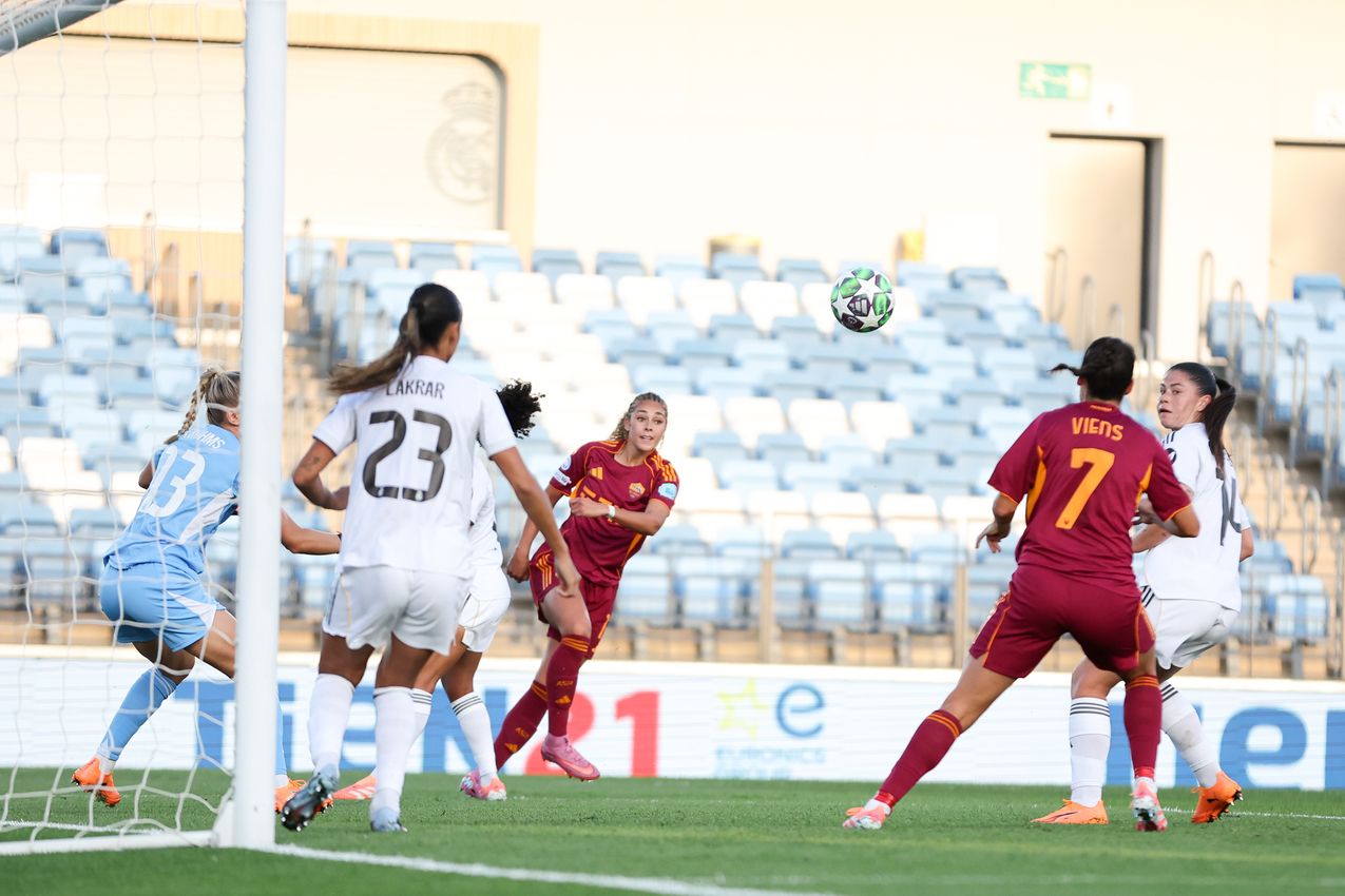 MADRID, SPAIN - OCTOBER 08:  during the UEFA Women's Champions League 2025/26 league phase match between Real Madrid CF and AS Romaat  on October 08, 2025 in Madrid, Spain. (Photo by AS Roma/AS Roma via Getty Images)