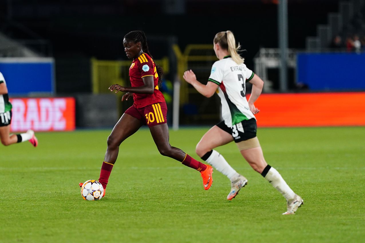LEUVEN, BELGIUM - SEPTEMBER 23:  during the UEFA Women's Champions League 2026/27 League Phase MD1 match between OH Leuven and AS Roma at Stadium Den Dreef on September 23, 2026 in Leuven, Belgium. (Photo by AS Roma/AS Roma via Getty Images)