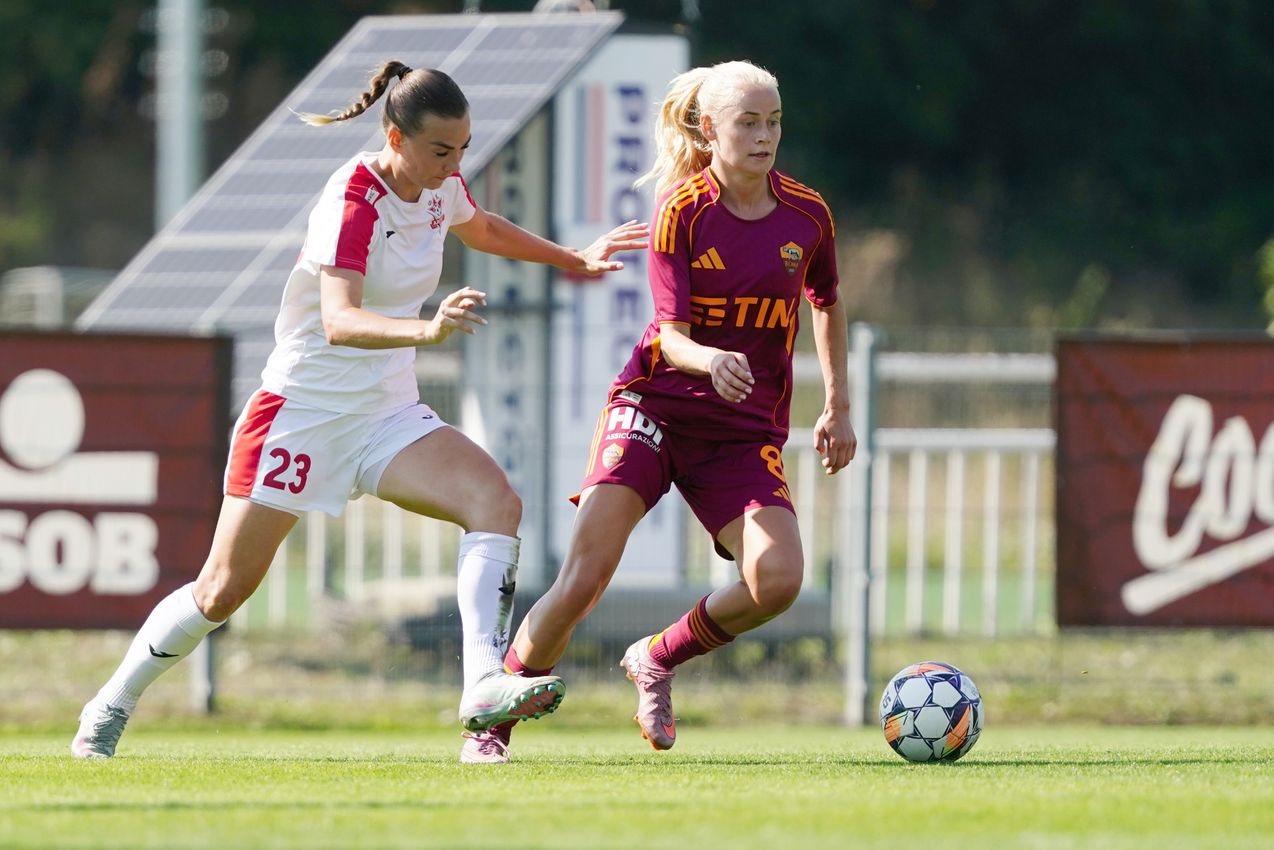 PRAGUE, CZECH REPUBLIC - AUGUST 27:  at Dolicek Stadium on August 27, 2025 in Prague, Czech Republic. (Photo by AS Roma/AS Roma via Getty Images)