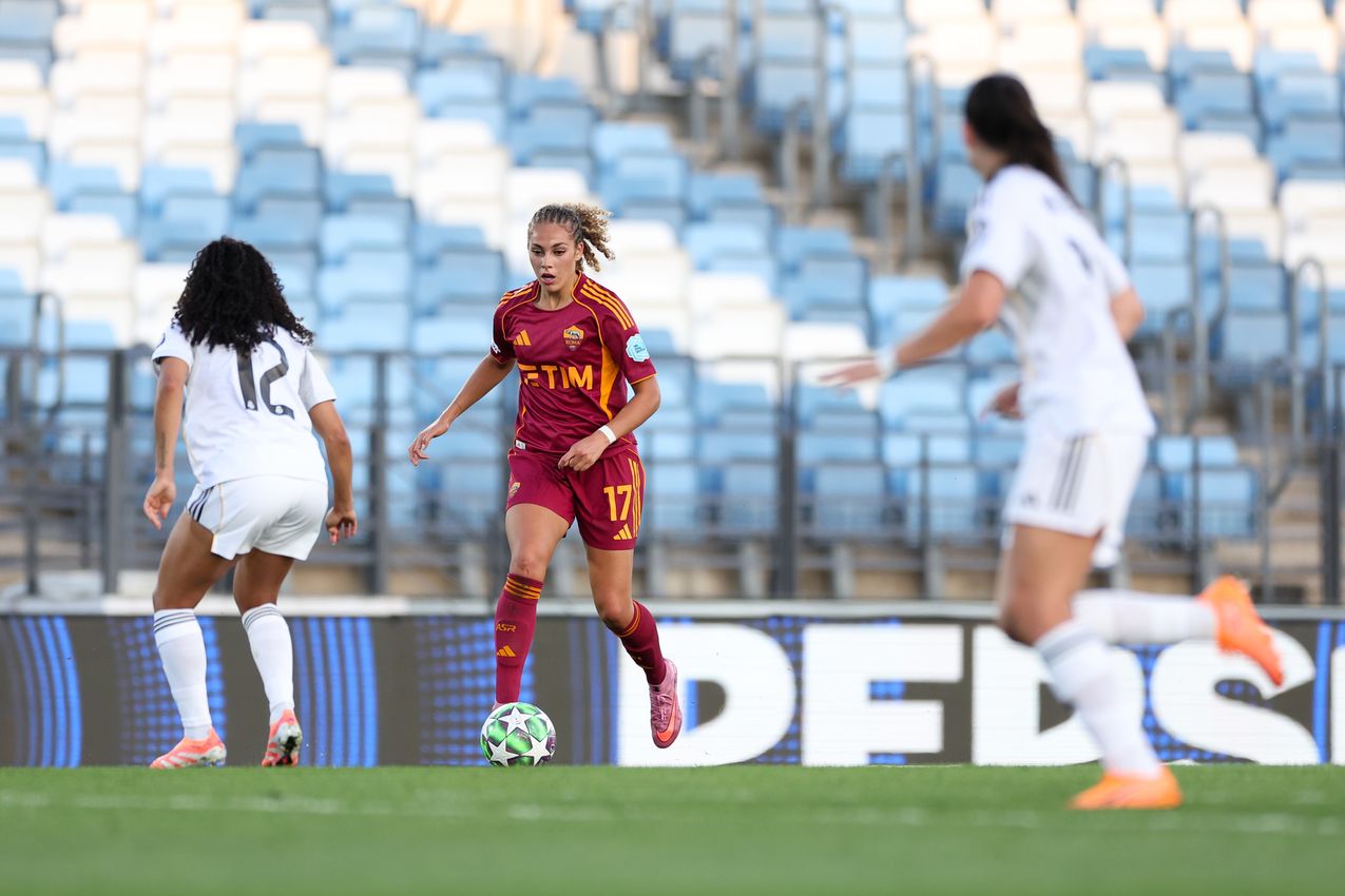 MADRID, SPAIN - OCTOBER 08:  during the UEFA Women's Champions League 2025/26 league phase match between Real Madrid CF and AS Romaat  on October 08, 2025 in Madrid, Spain. (Photo by AS Roma/AS Roma via Getty Images)