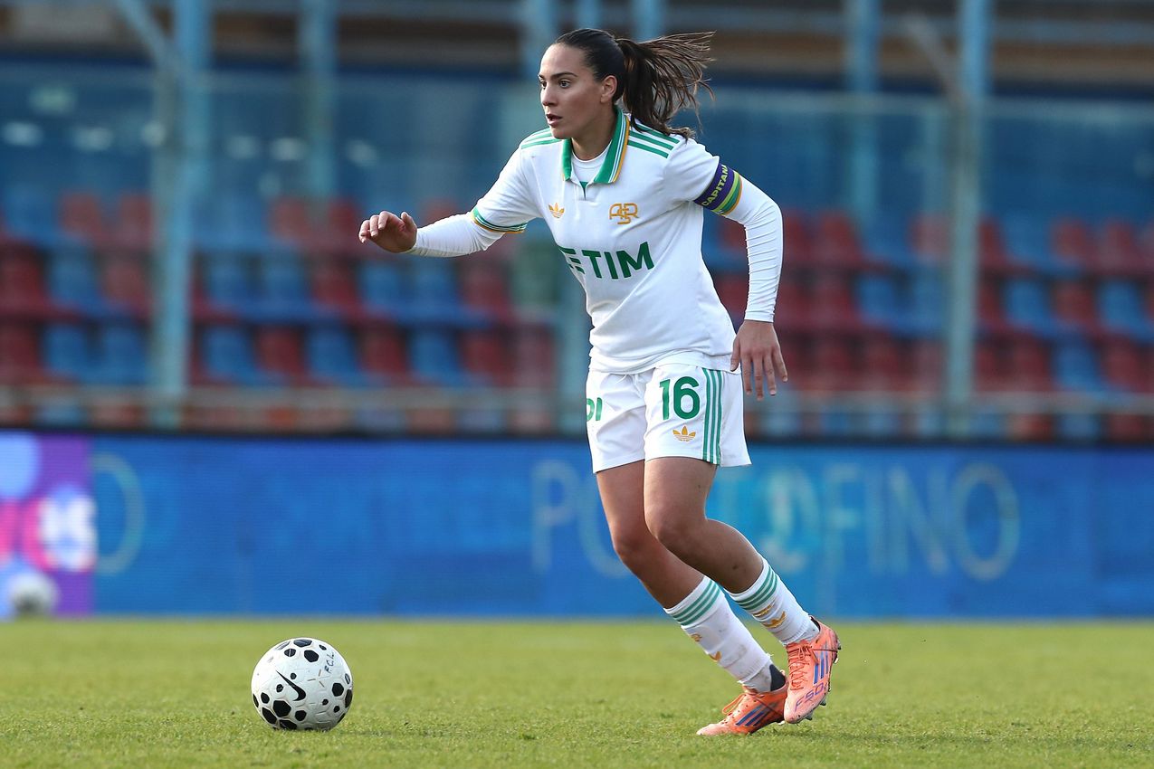 LUMEZZANE, ITALY - DECEMBER 21: Alice Corelli of AS Roma in action during the Coppa Italia Women match between FC Lumezzane Women and AS Roma Women at Stadio Tullio Saleri on December 21, 2025 in Lumezzane, Italy. (Photo by AS Roma/AS Roma via Getty Images)