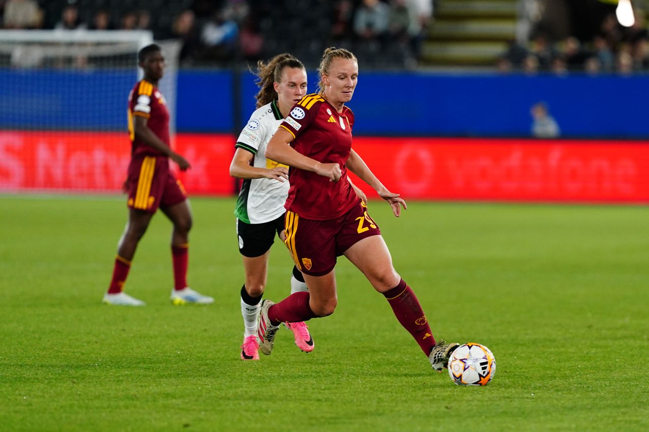 LEUVEN, BELGIUM - SEPTEMBER 23:  during the UEFA Women's Champions League 2026/27 League Phase MD1 match between OH Leuven and AS Roma at Stadium Den Dreef on September 23, 2026 in Leuven, Belgium. (Photo by AS Roma/AS Roma via Getty Images)