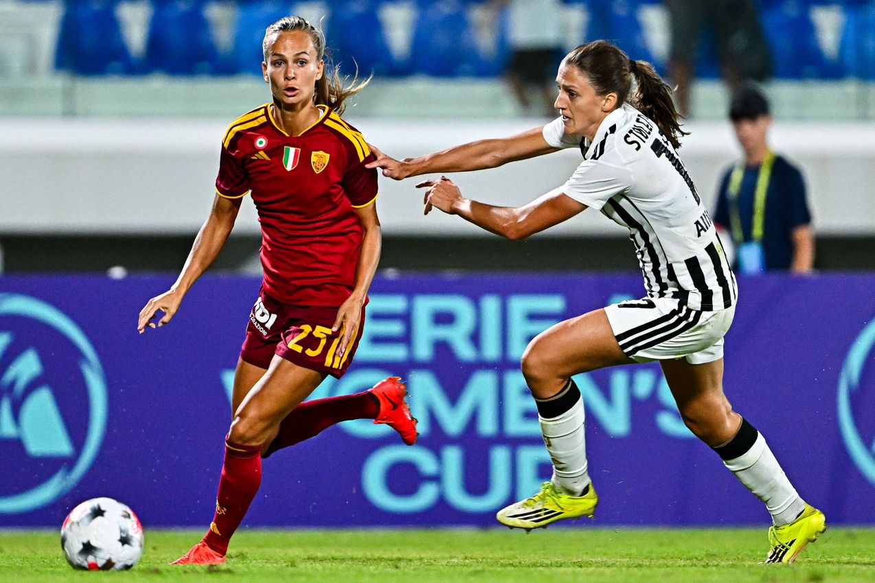 VIAREGGIO, ITALY - SEPTEMBER 19: Serie A Women's Cup Final match between Juventus and AS Roma on September 19, 2026 in Viareggio, Italy. (Photo by Simone Arveda - AS Roma/AS Roma via Getty Images)