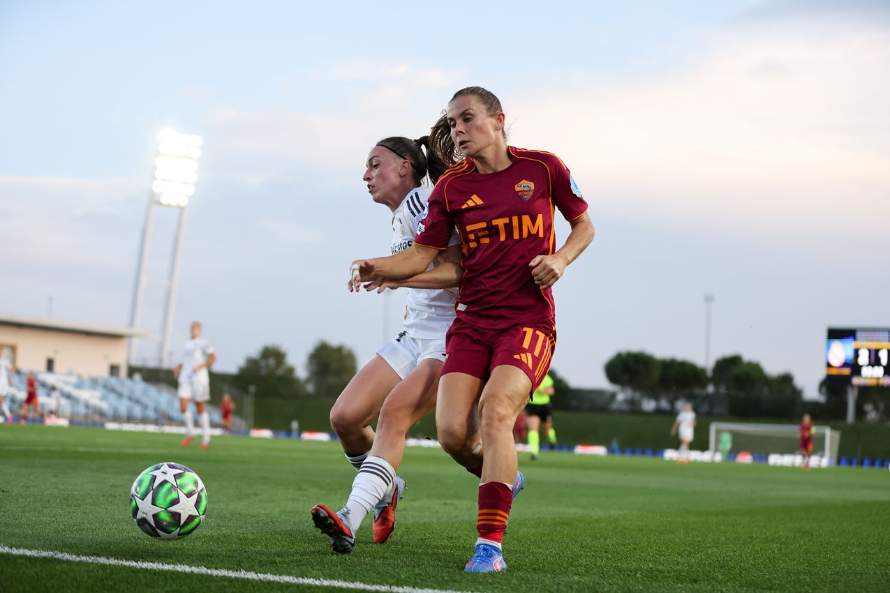 MADRID, SPAIN - OCTOBER 08:  during the UEFA Women's Champions League 2025/26 league phase match between Real Madrid CF and AS Romaat  on October 08, 2025 in Madrid, Spain. (Photo by AS Roma/AS Roma via Getty Images)