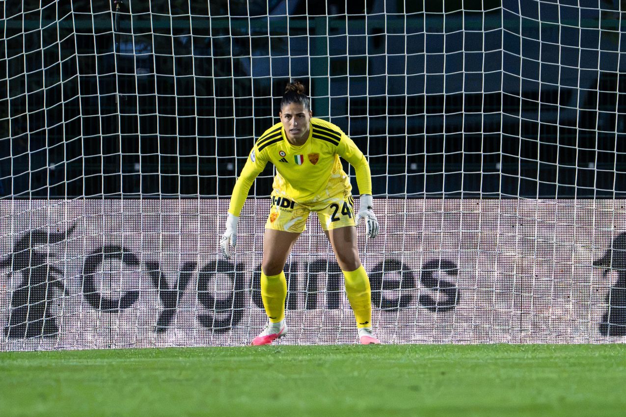 BIELLA, ITALY - OCTOBER 24: Of AS Roma Women during the Serie A Women match between Juventus FC and AS Roma at tadio La Marmora-Pozzo on October 24, 2026 in Biella, Italy. (Photo by Diego Puletto - AS Roma/AS Roma via Getty Images)