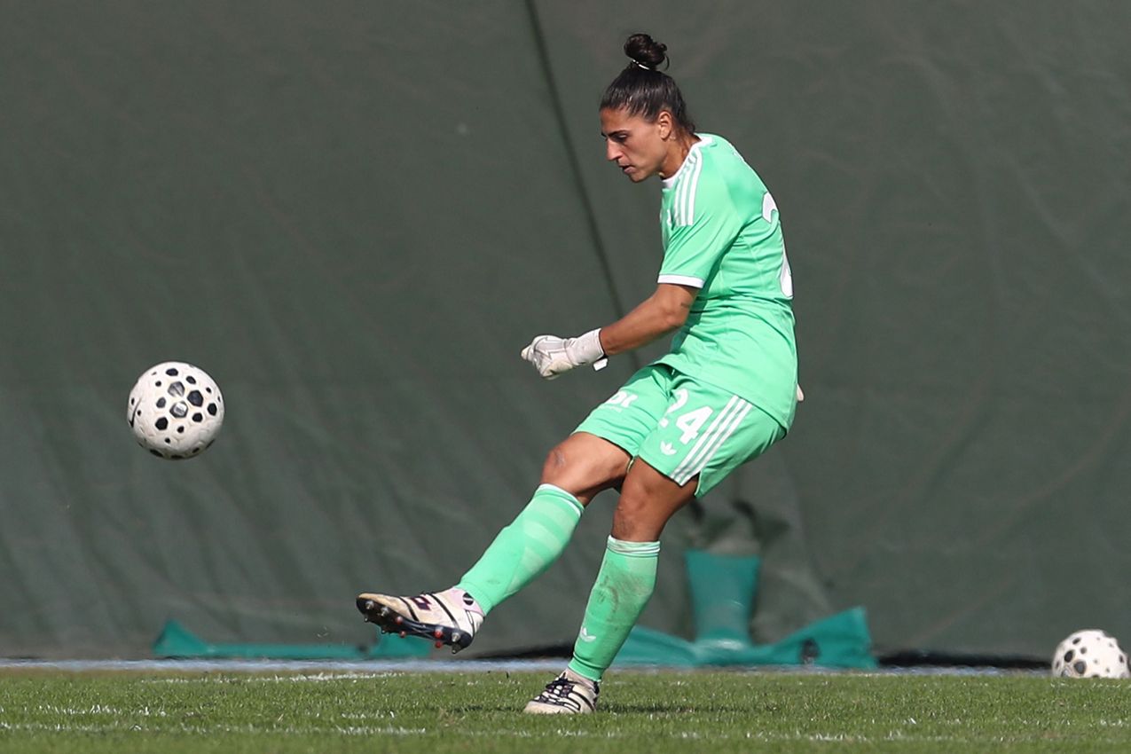 FIORENZUOLA D'ARDA, ITALY - OCTOBER 12:  Rachele Baldi of AS Roma in action during Serie A Women match AC Milan and AS Roma at Velodromo Attilio Pavesi on October 12, 2025 in Fiorenzuola d'Arda, Italy. (Photo by AS Roma/AS Roma via Getty Images)
