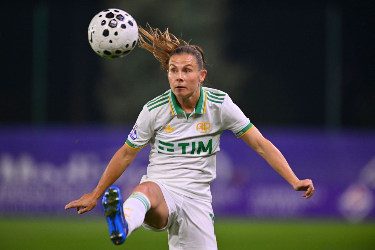 FLORENCE, ITALY - NOVEMBER 07: Emilie Haavi of AS Roma
 during the Serie A Women match between ACF Fiorentina and AS Roma at Viola Park on November 07, 2025 in Florence, Italy. (Photo by AS Roma/AS Roma via Getty Images)