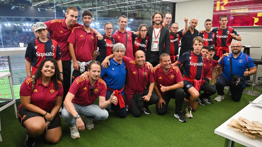 “Let’s Play Together”: Roma and Bologna Special teams watch the game from the Quiet Room at the Olimpico 