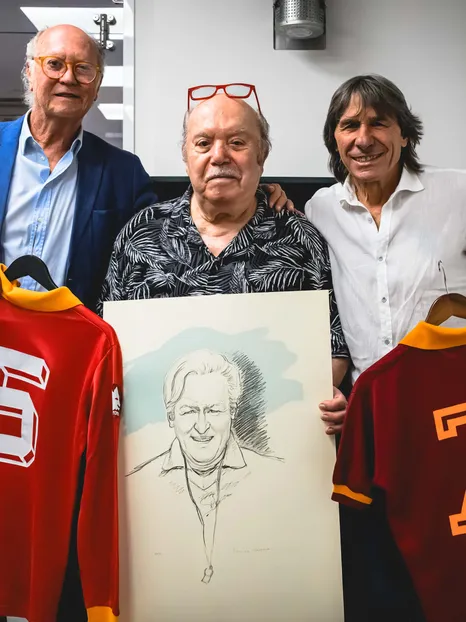  A piece of Giallorossi history at Trigoria: Conti, Falcao, and Lino Banfi meet 