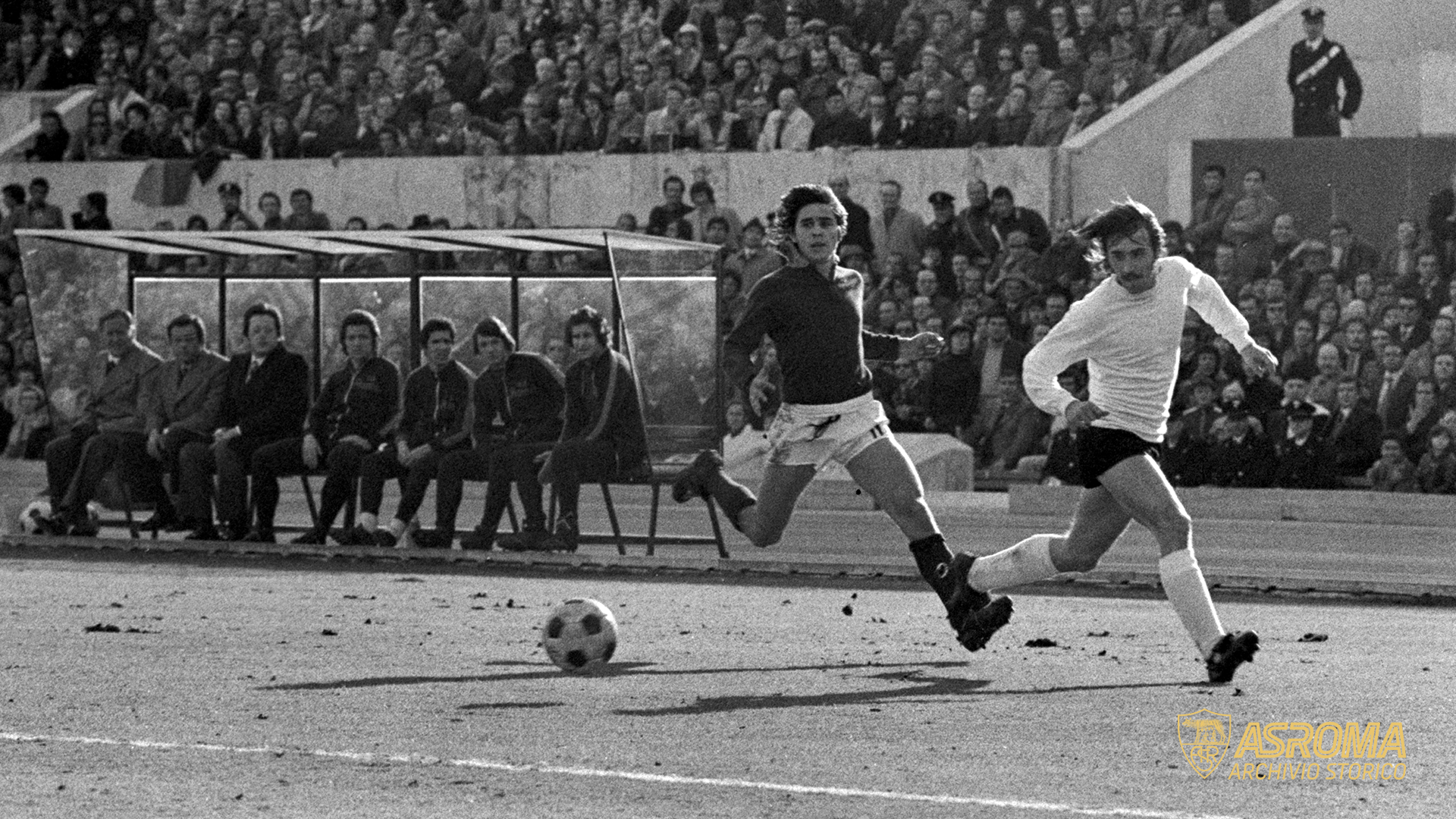 Conti durante Roma-Torino del 1974 (AS Roma/DuFoto)